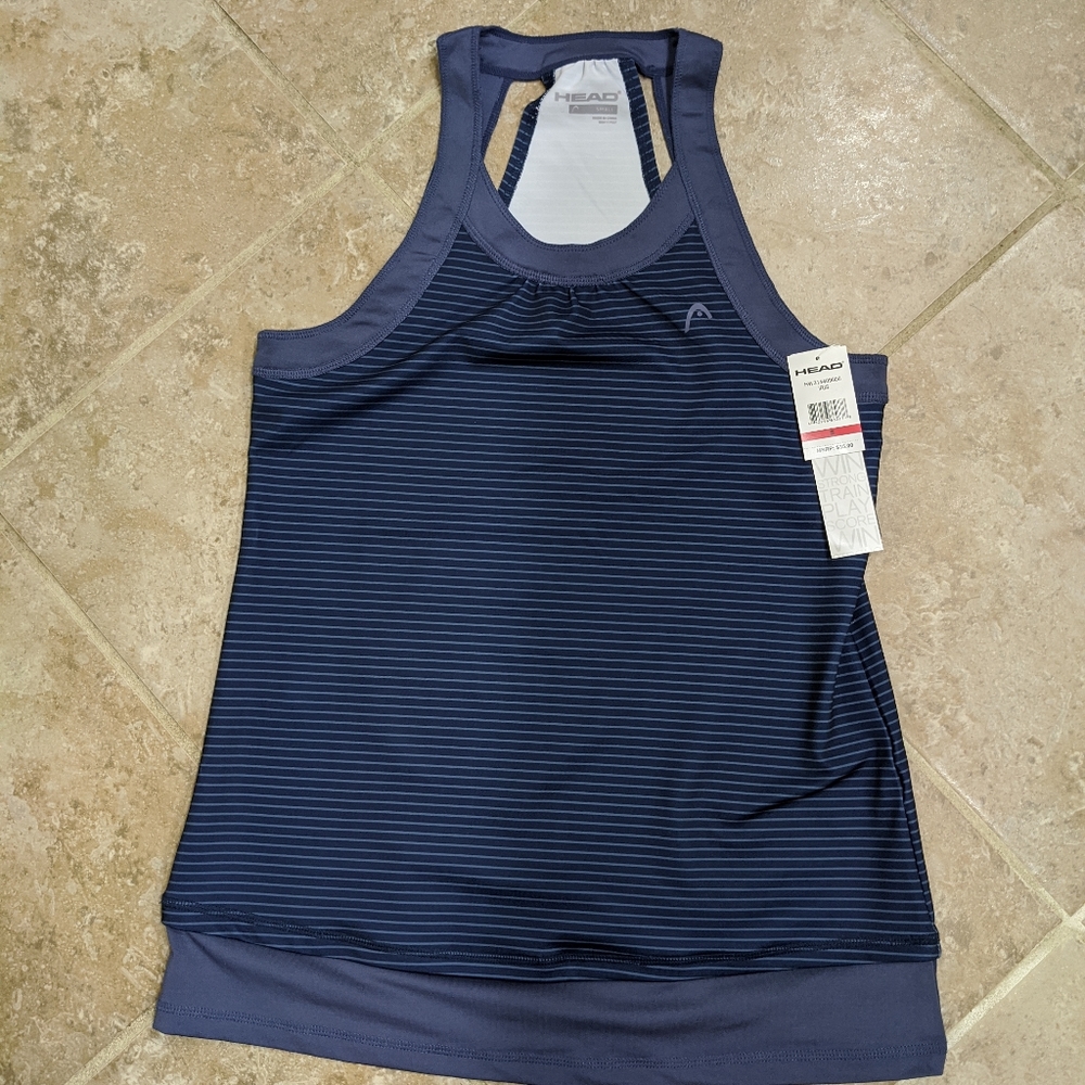 HEAD navy striped exercise tank top. NWT.